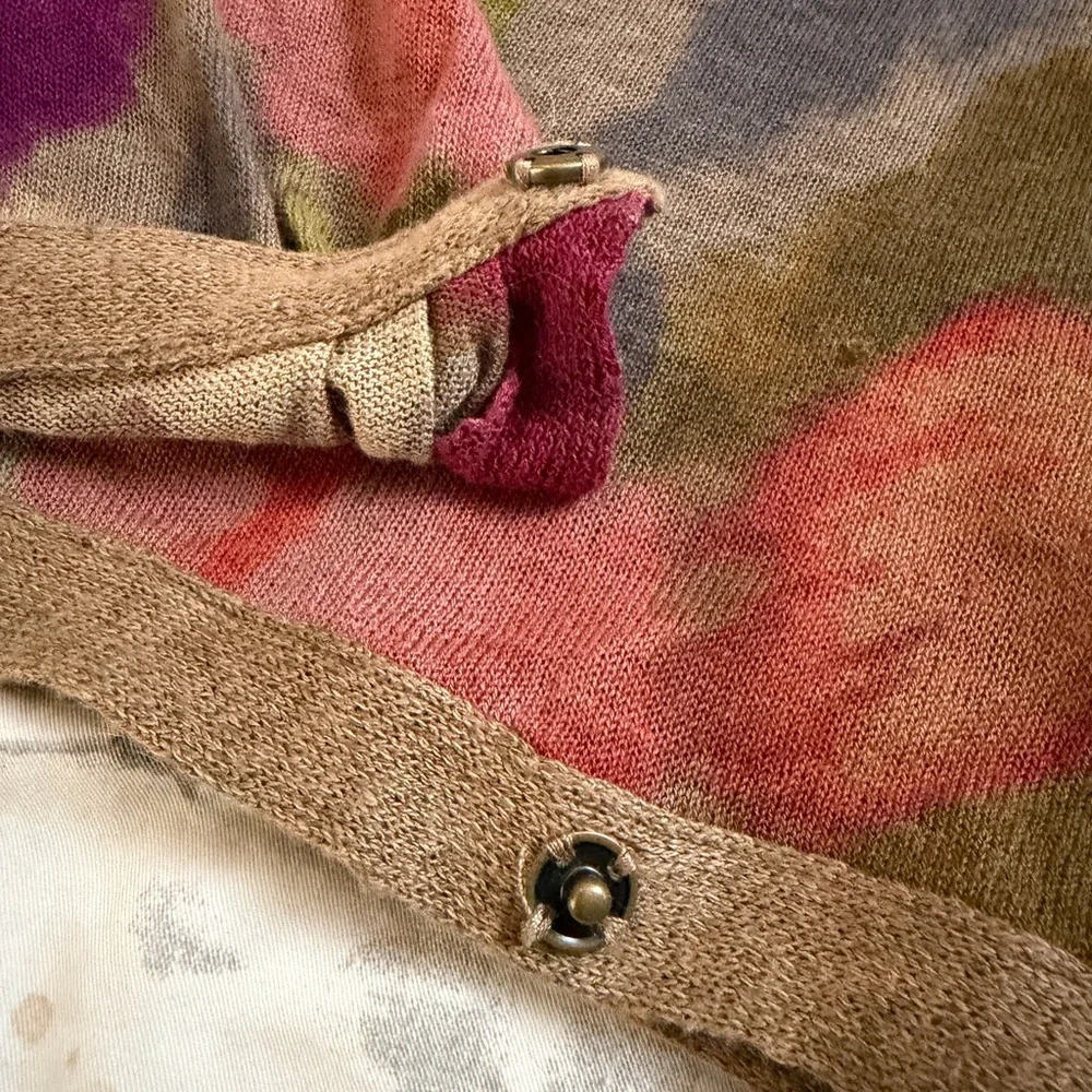 Anthropologie Floral Wrap Cropped Sweater - Picture 3 of 5